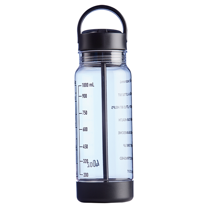 1L Torrent Water Bottle With Straw - Clear