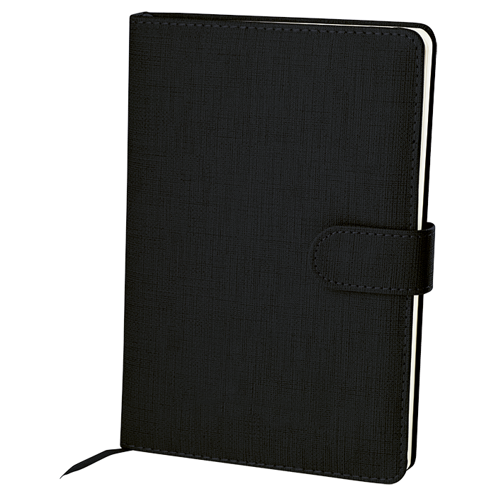 A5 Notebook With Magnetic Clip Cover - Black