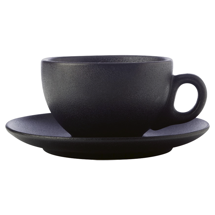 Caviar Coupe Cup and Saucer 250ml - Black