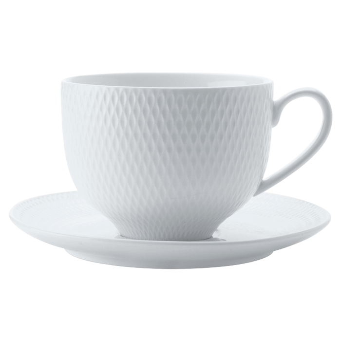 White Basics Diamonds Tea Cup and Saucer 220ml - White