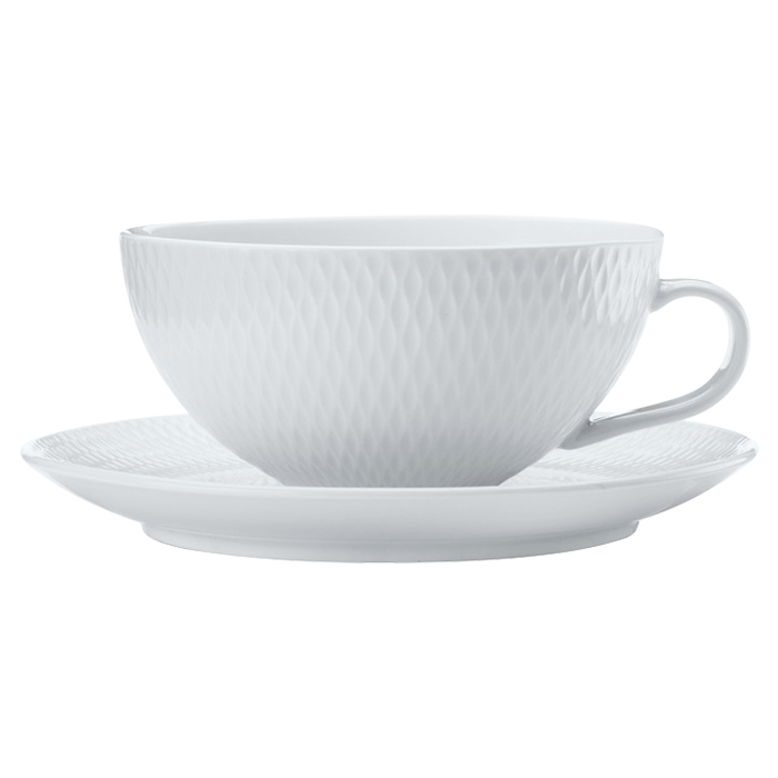 White Basics Diamonds Tea Cup and Saucer Low 250ml - White