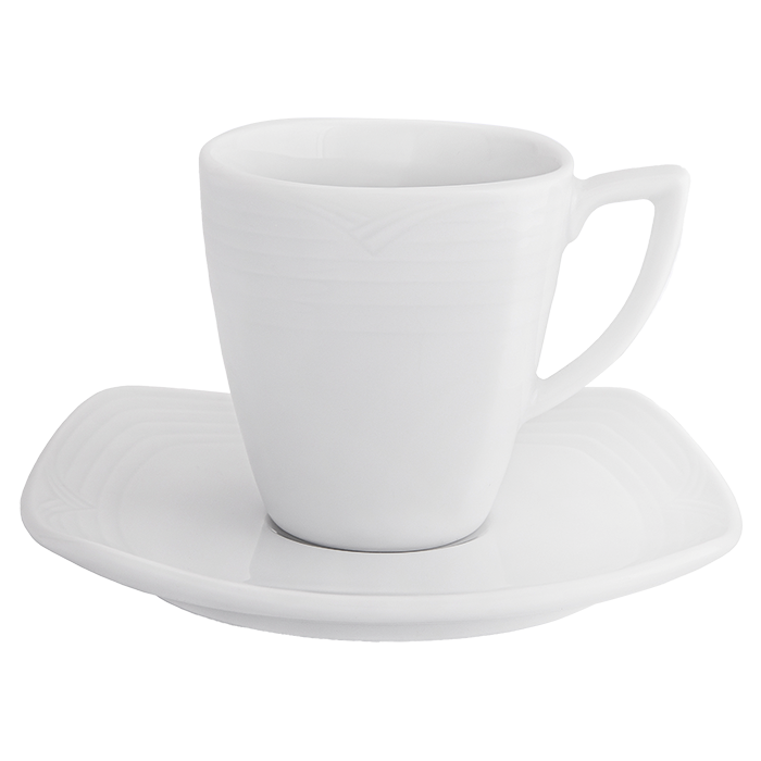 Arctic White Sqaure Espresso Cup and Saucer - White