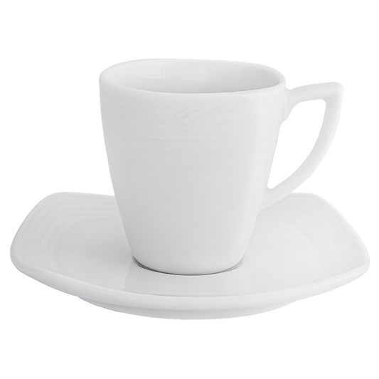 Arctic White Sqaure Espresso Cup and Saucer - White