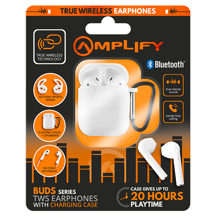 Amplify Buds Series True Wireless Earphones with Accessories - White