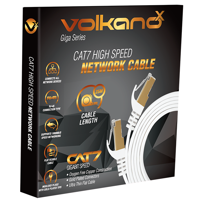Volkano Giga Series Cat 7 Ethernet Cable 25m - White