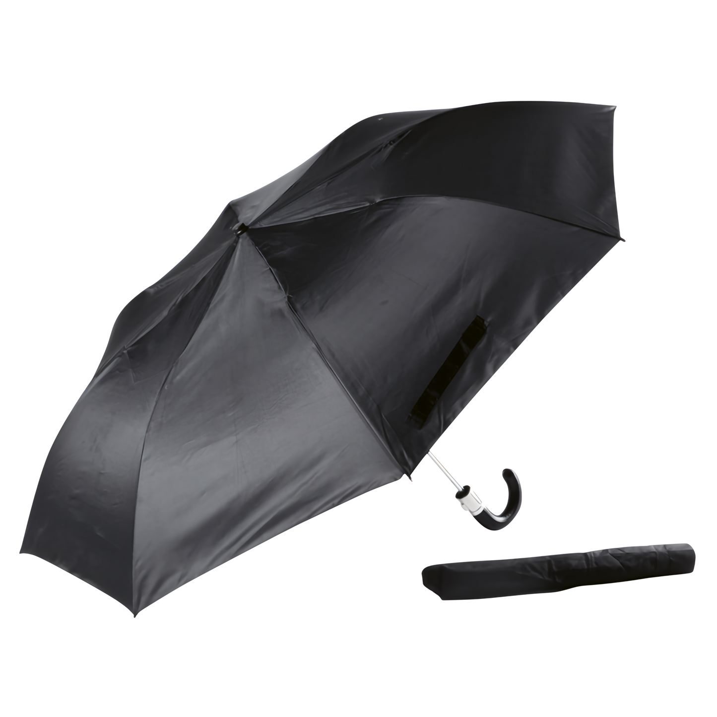 Gents Compact With Leather Handle - Black