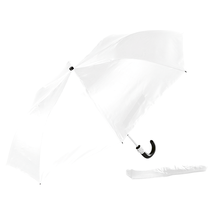 Gents Compact With Leather Handle - White