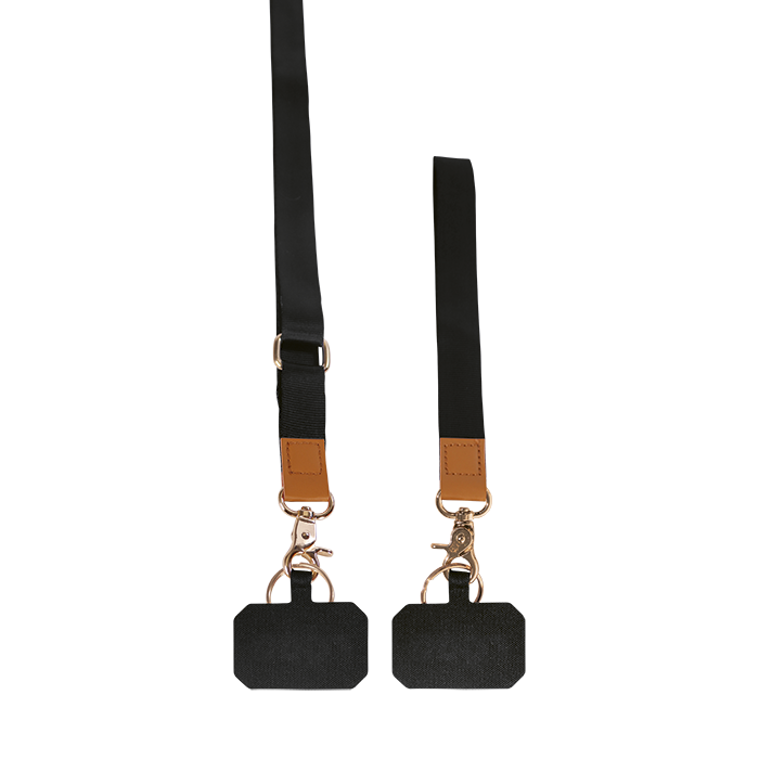2 Pack Cell Lanyard Wrist and Neck Set - Black