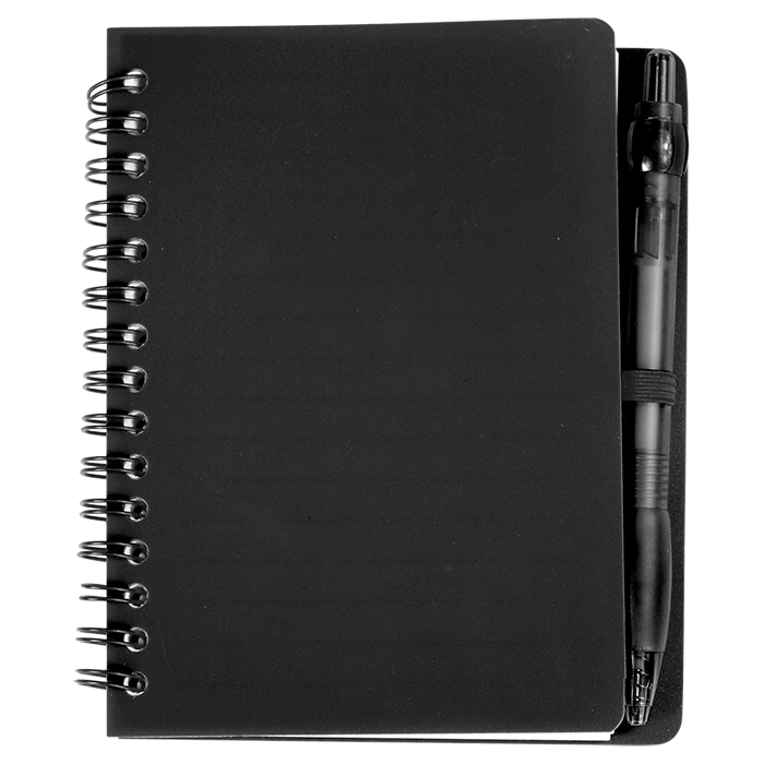 Mini Spiral Notebook with Pen - Black