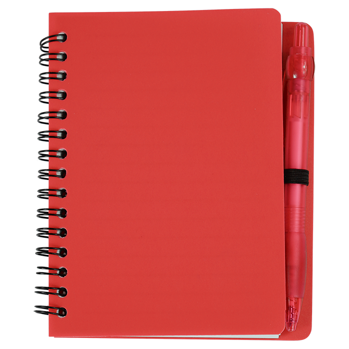 Mini Spiral Notebook with Pen - Red