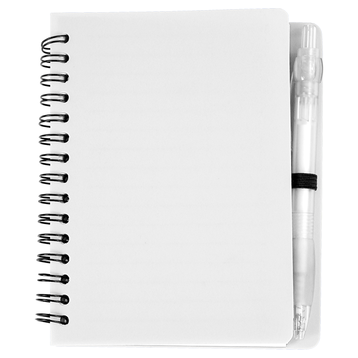 Mini Spiral Notebook with Pen - White