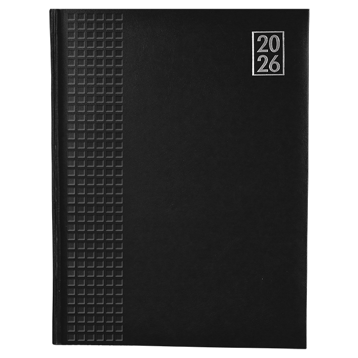 2026 Embossed Square A4 Diary - Black
