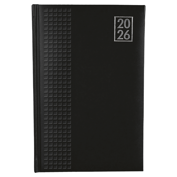 2026 Embossed Square A5 Diary - Black