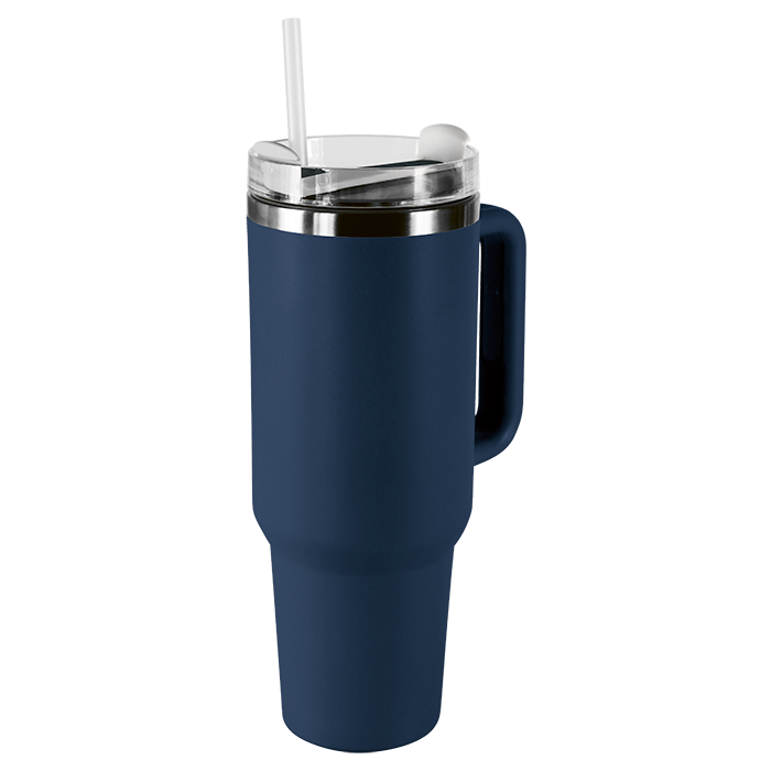 1.2L Double Walled Travel Mug with Straw - Navy