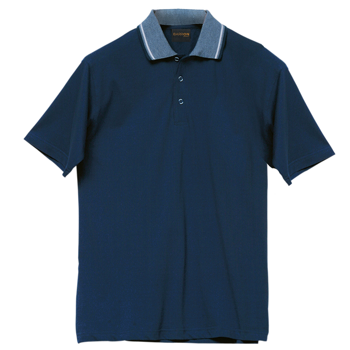 Jacquard Collar Golfer Mens - Navy