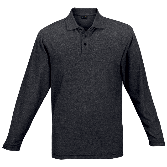 175g Pique Knit Long Sleeve Golfer Mens - Charcoal Heather