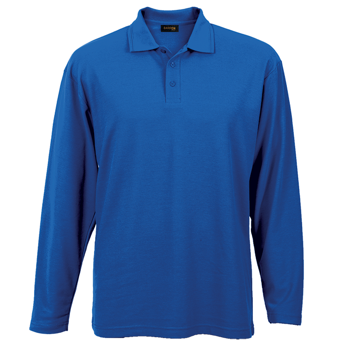 175g Pique Knit Long Sleeve Golfer Mens - Royal