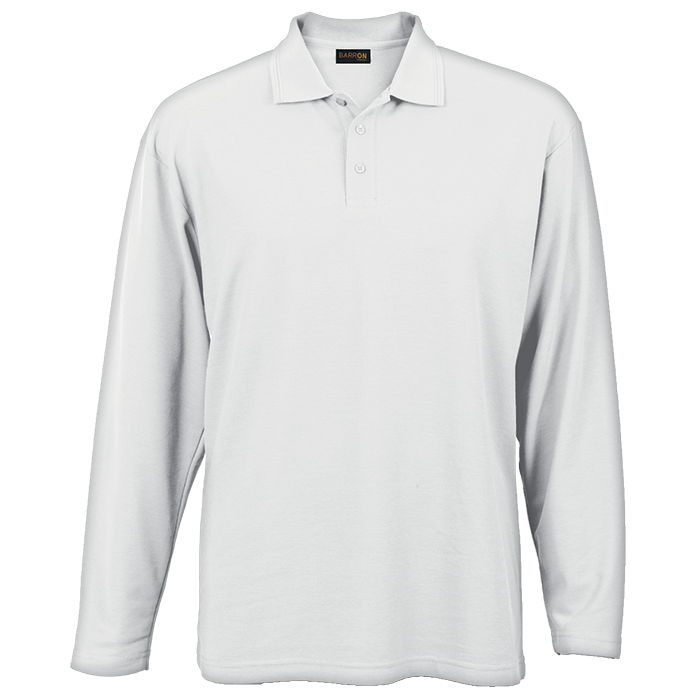 175g Pique Knit Long Sleeve Golfer Mens - White