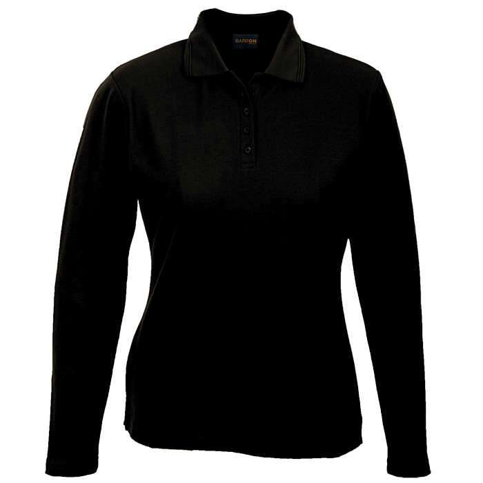 175g Pique Knit Long Sleeve Golfer Ladies - Black