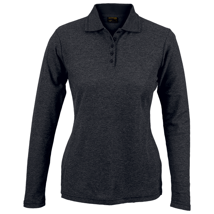 175g Pique Knit Long Sleeve Golfer Ladies - Charcoal Heather