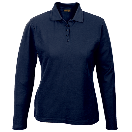 175g Pique Knit Long Sleeve Golfer Ladies - Navy