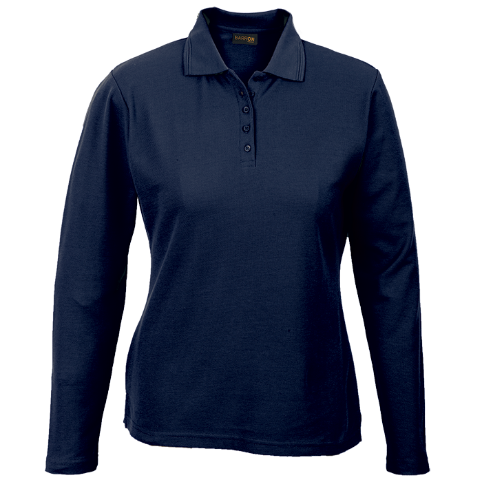 175g Pique Knit Long Sleeve Golfer Ladies - Navy