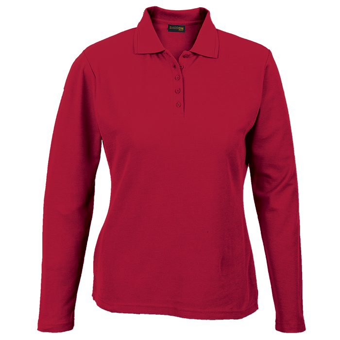 175g Pique Knit Long Sleeve Golfer Ladies - Red