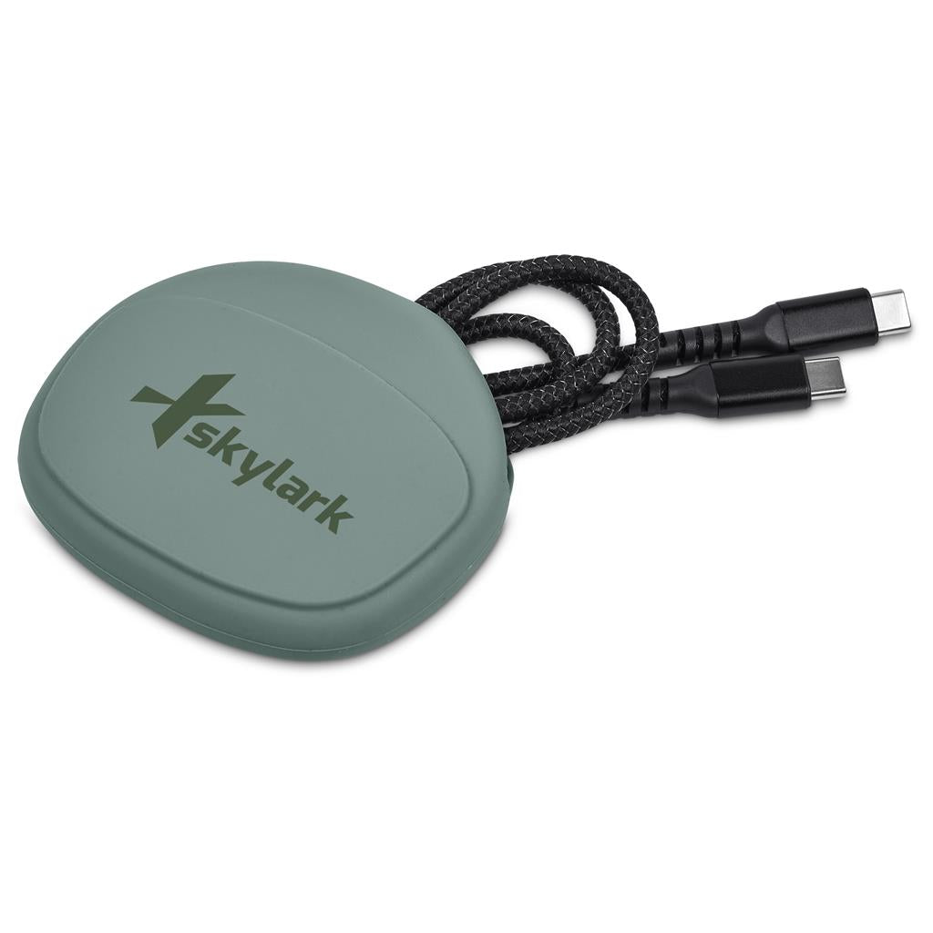 Altitude Jeffin Fast Charge Type-C to Type-C Charging Cable in Pouch - MOSS GREEN