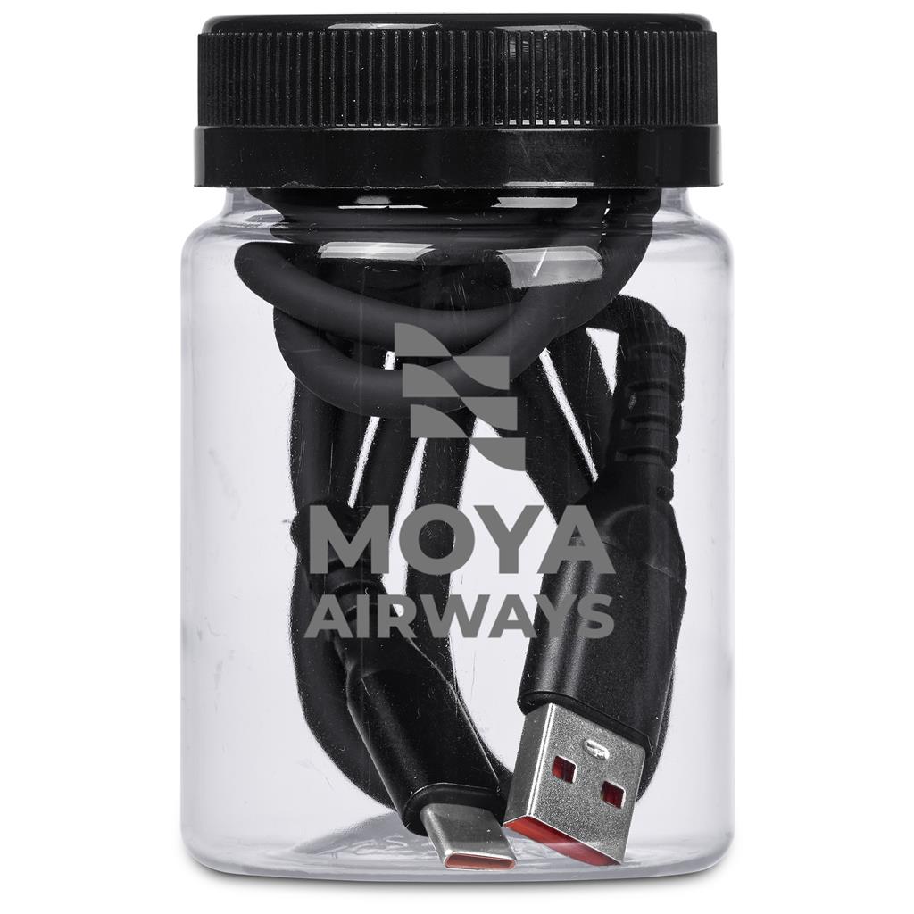 Altitude Capsit Fast Charge USB-A to Type-C Charging Cable in Jar - BLACK