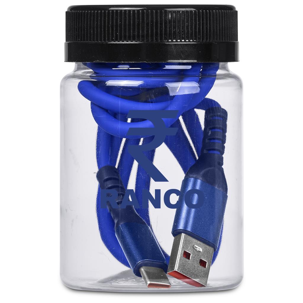 Altitude Capsit Fast Charge USB-A to Type-C Charging Cable in Jar - BLUE