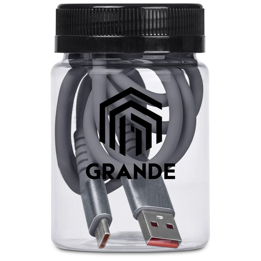 Altitude Capsit Fast Charge USB-A to Type-C Charging Cable in Jar - GREY