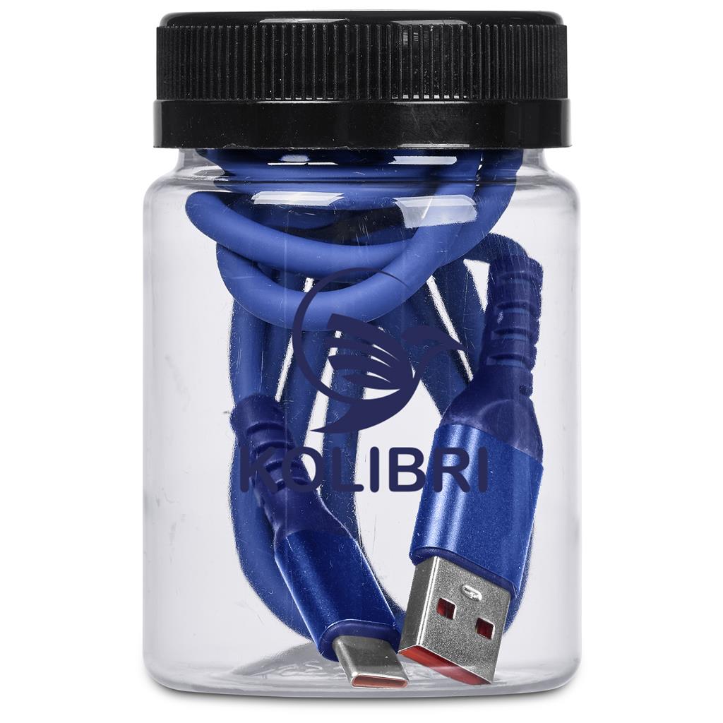 Altitude Capsit Fast Charge USB-A to Type-C Charging Cable in Jar - NAVY