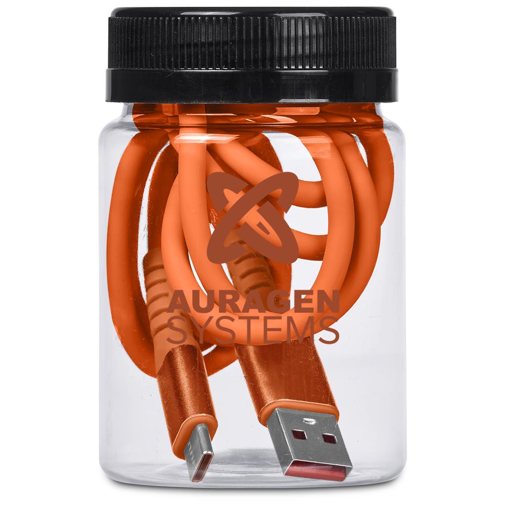 Altitude Capsit Fast Charge USB-A to Type-C Charging Cable in Jar - ORANGE