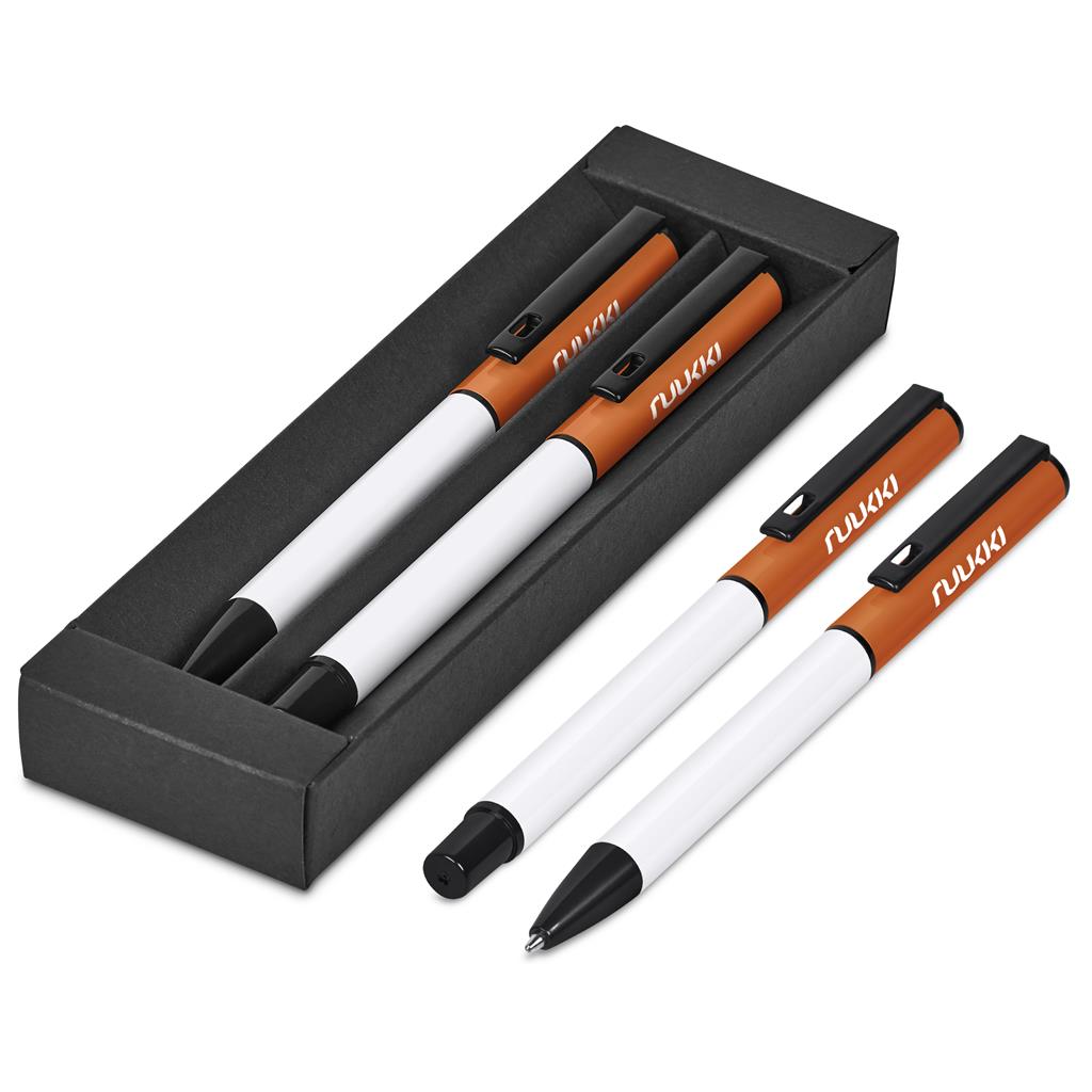 Altitude Stanza Ball Pen & Rollerball Set - ORANGE