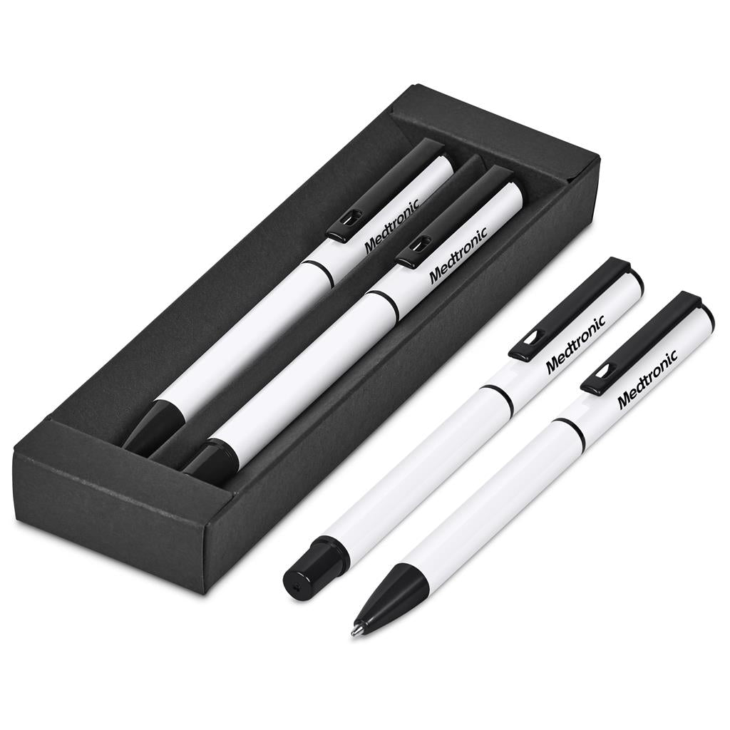 Altitude Stanza Ball Pen & Rollerball Set - SOLID WHITE