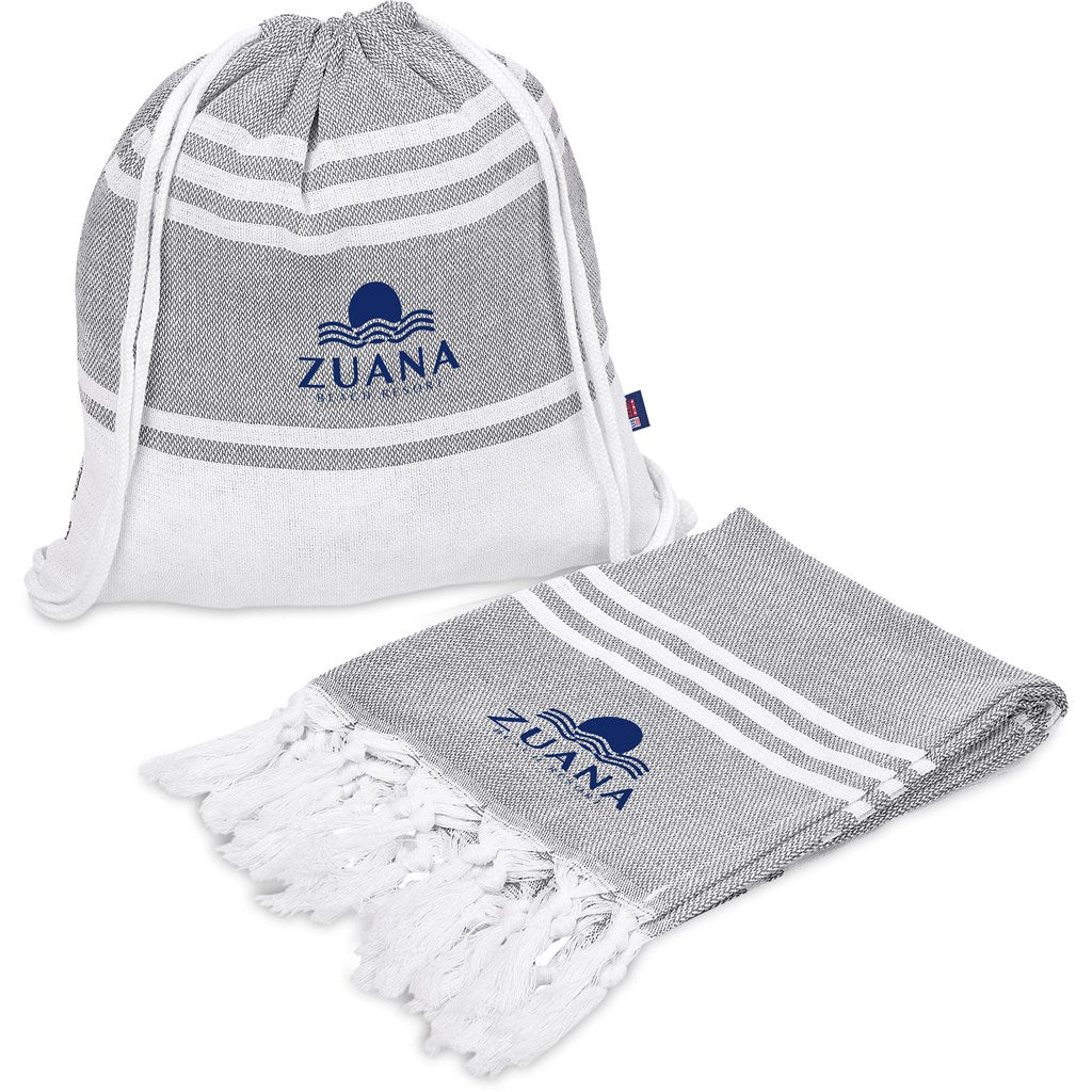 US Basic Santa Cruz Cotton-Rich Beach Towel & Drawstring Bag - GREY