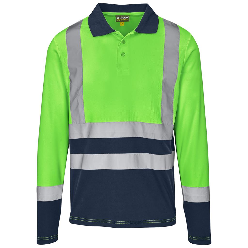 Long Sleeve Surveyor Two-Tone Hi-Viz Golf Shirt - LIME