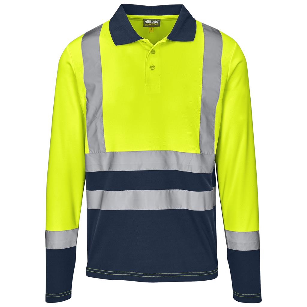 Long Sleeve Surveyor Two-Tone Hi-Viz Golf Shirt - YELLOW