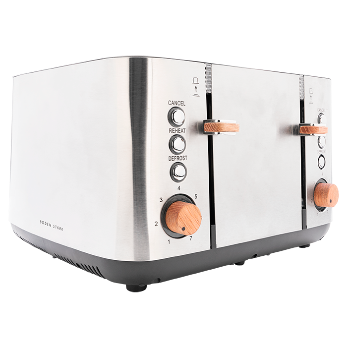 Boden Stark 4 Slice Stainless Steel Toaster - Silver