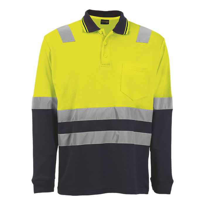 Transit Long Sleeve Golfer - Safety Yellow/Navy