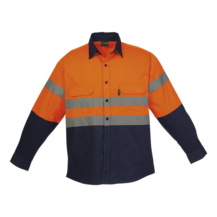 Shaft Safety Shirt Long Sleeve - Navy/Orange