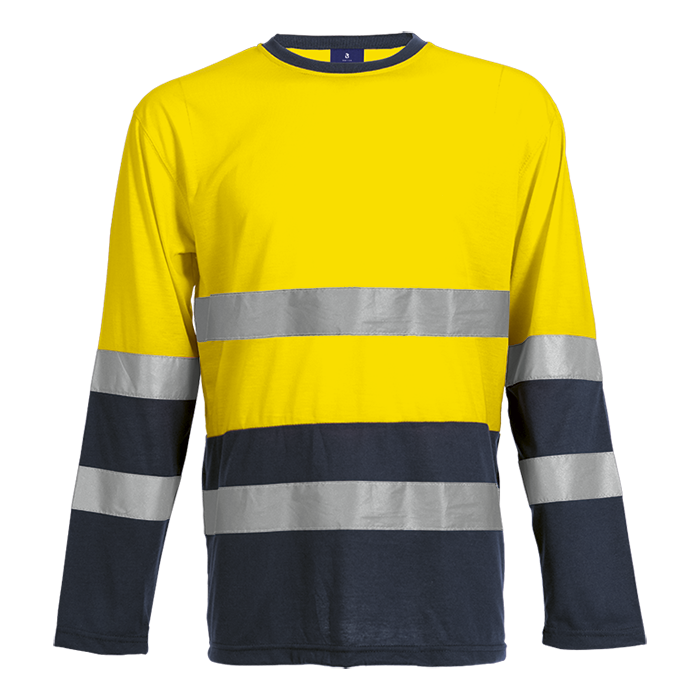 150g Long Sleeve Safety T-Shirt - Navy/Yellow
