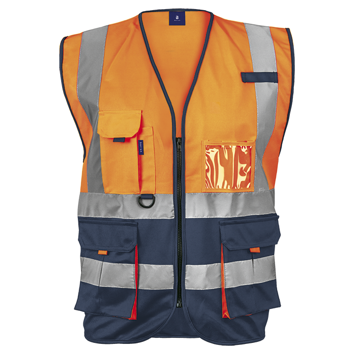 Barron Cue Safety Vest - Navy/Safety Orange