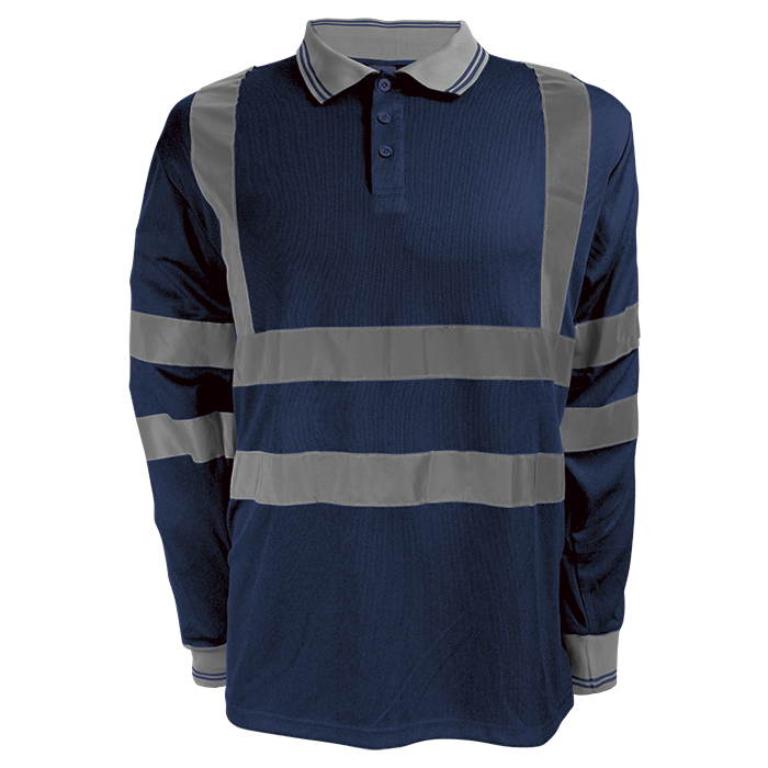 Barron Long Sleeve Reflective Golfer With Tape - Navy