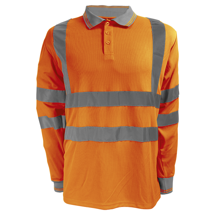 Barron Long Sleeve Reflective Golfer With Tape - Safety Orange