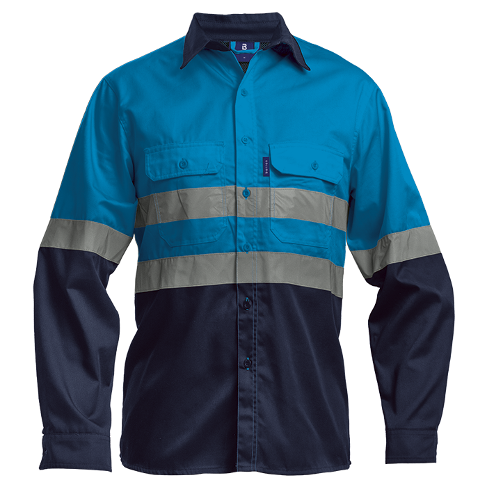 Barron Underground Long Sleeve Safety Shirt - Navy/Blue