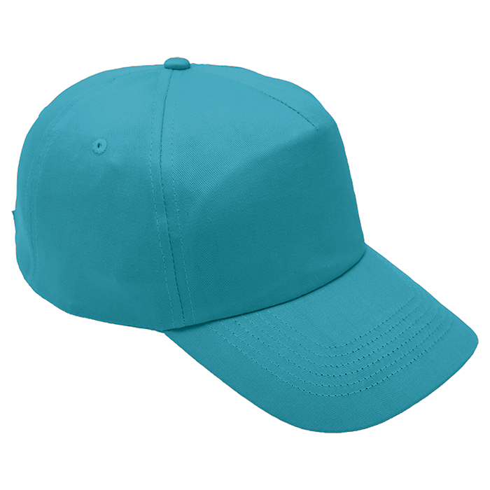 5 Panel Cotton with Hard Front Cap - Aquamarine