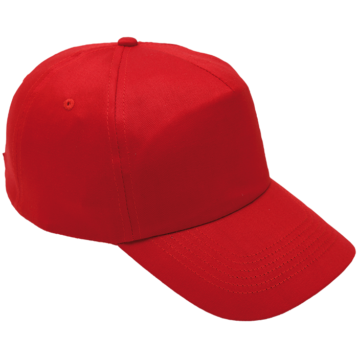 5 Panel Cotton with Hard Front Cap - Red