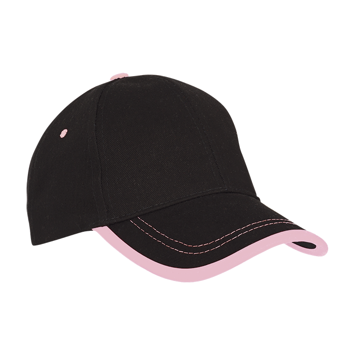 6 Panel Canvas Binding Cap - Black/Pink