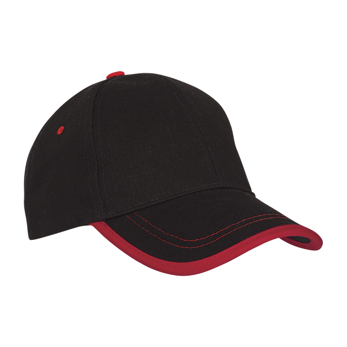6 Panel Canvas Binding Cap - Black/Red